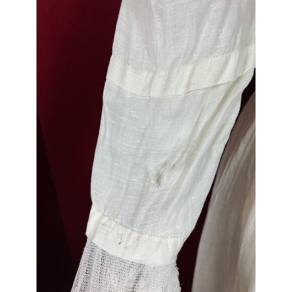 Tall C 1908 Fancy Lace Linen Dress Summer Edwardian Bell Sleeve - Picture 6 of 12